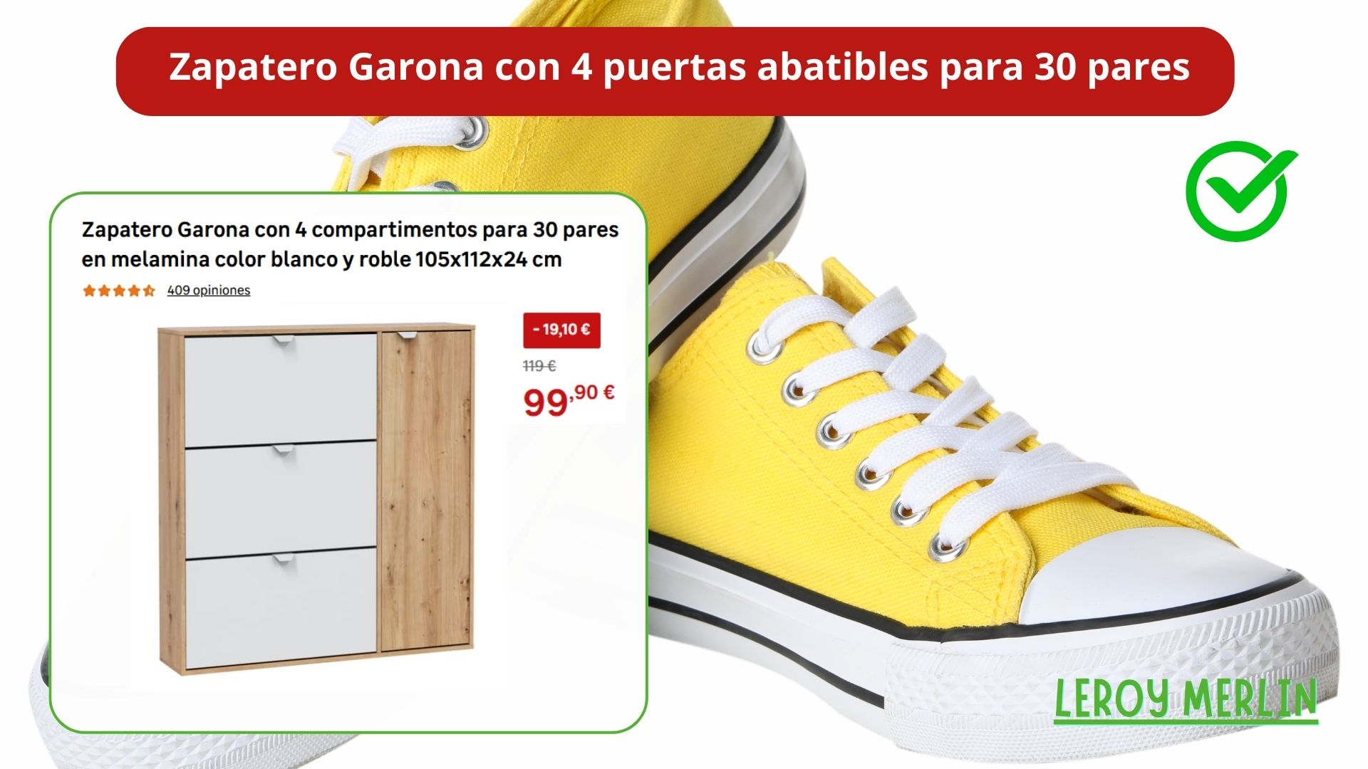Zapatero Garona con 4 puertas abatibles para 30 pares de zapatos