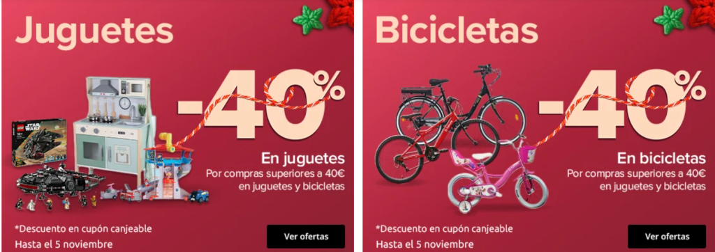 40 % de descuento en Juguetes y Bicicletas Carrefour (hasta el 5 de noviembre de 2025)