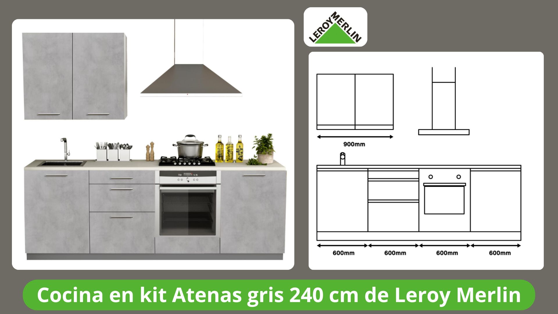 Cocina en kit Atenas gris 240 cm de Leroy Merlin — Nueva oferta Cocina en kit Atenas gris 240 cm de Leroy Merlin — Nueva oferta