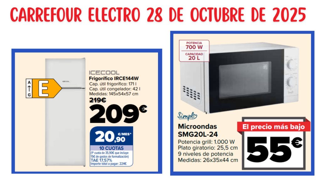 Carrefour Electro del 28 de octubre al 11 de noviembre de 2025: electrodomésticos al mejor precio