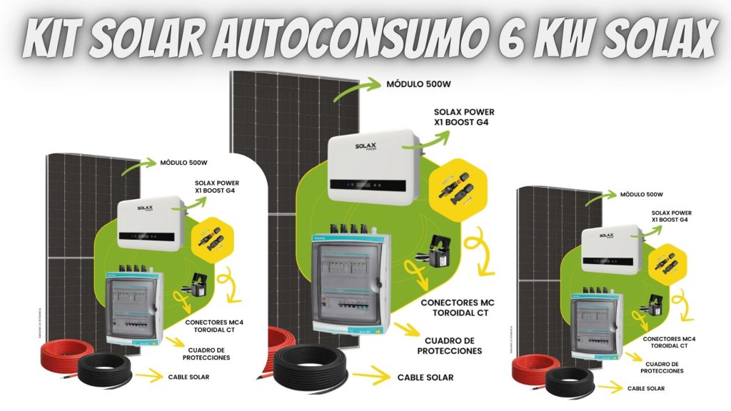 El Kit solar autoconsumo 6kW Monofásico Solax con módulos bifaciales de 500W es una opción ideal para hogares que buscan reducir su factura eléctrica, aumentar su independencia energética y apostar por una instalación de alto rendimiento.