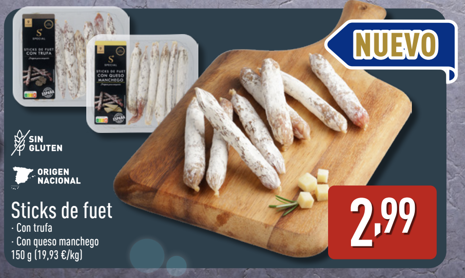 Novedad en ALDI: Sticks de Fuet con Trufa y con Queso Manchego (Del 10 al 16 de Noviembre de 2025)