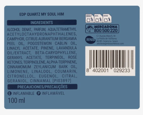 Novedad en Mercadona: Eau de Parfum My Soul Quartz para Hombre (Noviembre 2025)