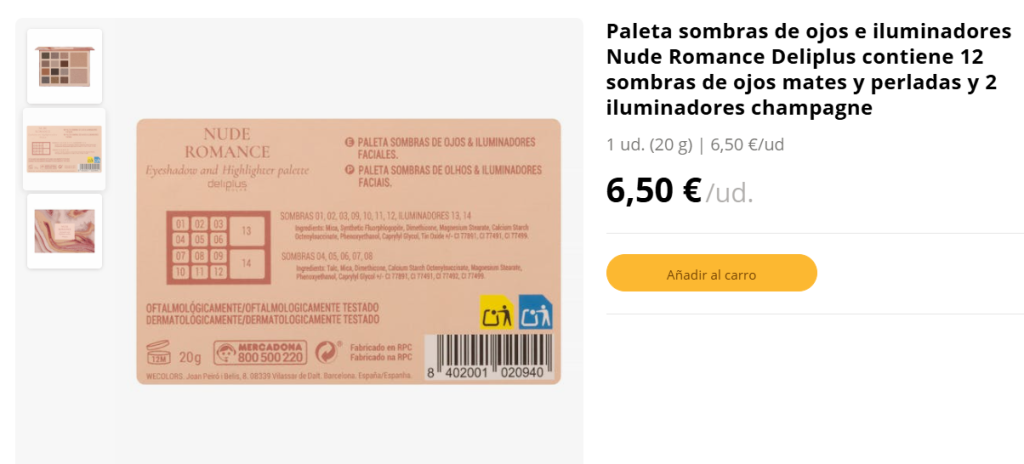 Paleta de sombras de ojos e iluminadores Nude Romance Deliplus de Mercadona