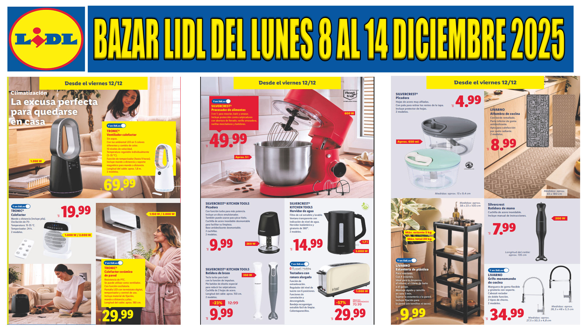 Catálogo bazar lidl del 8 al 14 de diciembre de 2025 Catálogo BAZAR LIDL del 8 al 14 de diciembre de 2025: Ofertas, Navidad y Mega Precios