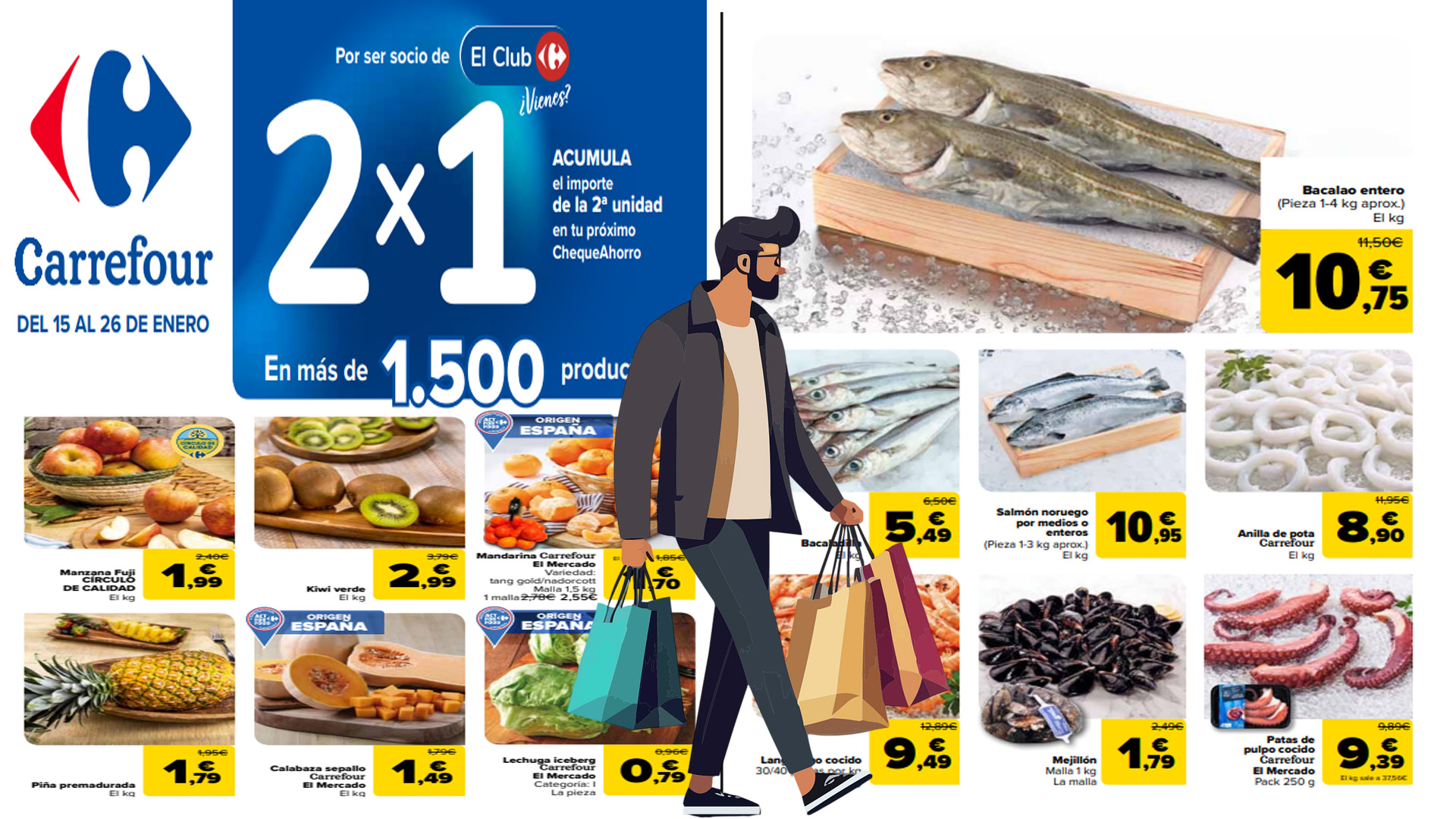 Catálogo Carrefour 2×1 del 15 al 26 de enero de 2026 mejores ofertas y chollos