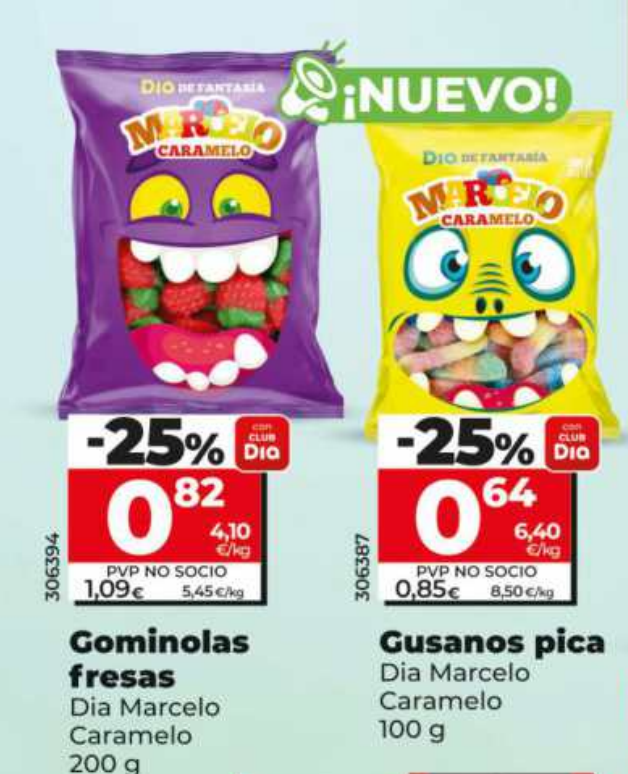 Los supermercados DIA amplían su surtido con una novedad pensada para los más golosos (y también para nostálgicos): las nuevas gominolas Dia Marcello Caramelo, que ya están disponibles en tiendas con una oferta de lanzamiento del -25%. Un producto llamativo, económico y perfecto para caprichos, celebraciones o simplemente para darse un antojo dulce. Los supermercados DIA amplían su surtido con una novedad pensada para los más golosos (y también para nostálgicos): las nuevas gominolas Dia Marcello Caramelo, que ya están disponibles en tiendas con una oferta de lanzamiento del -25%. Un producto llamativo, económico y perfecto para caprichos, celebraciones o simplemente para darse un antojo dulce.