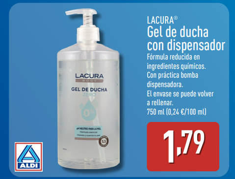 Gel de ducha LACURA® en ALDI desde el 26 de enero de 2026