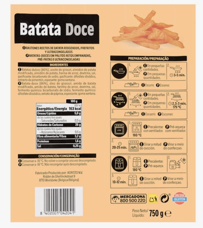 Bastones de batata Hacendado ultracongelados: la nueva alternativa saludable de Mercadona