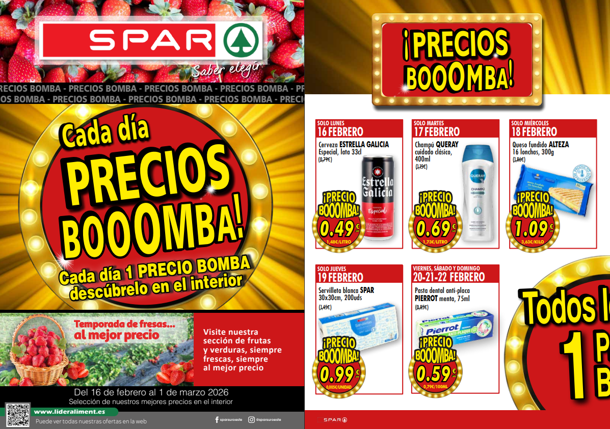 Folleto Supermercado SPAR del 16 de febrero al 1 de marzo de 2026: Ahorro real en tu compra diaria Folleto Supermercado SPAR del 16 de febrero al 1 de marzo de 2026: Ahorro real en tu compra diaria