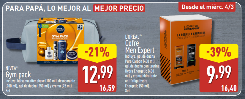 Aldi tiene el regalo perfecto para el Día del Padre: cofres Nivea y L’Oréal Men Expert con hasta -39%