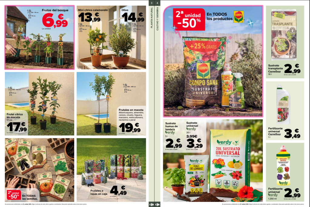 Plantas, macetas y maquinaria con 2ª unidad -50%