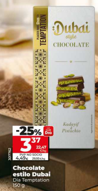 Chocolate estilo Dubai de pistacho en oferta