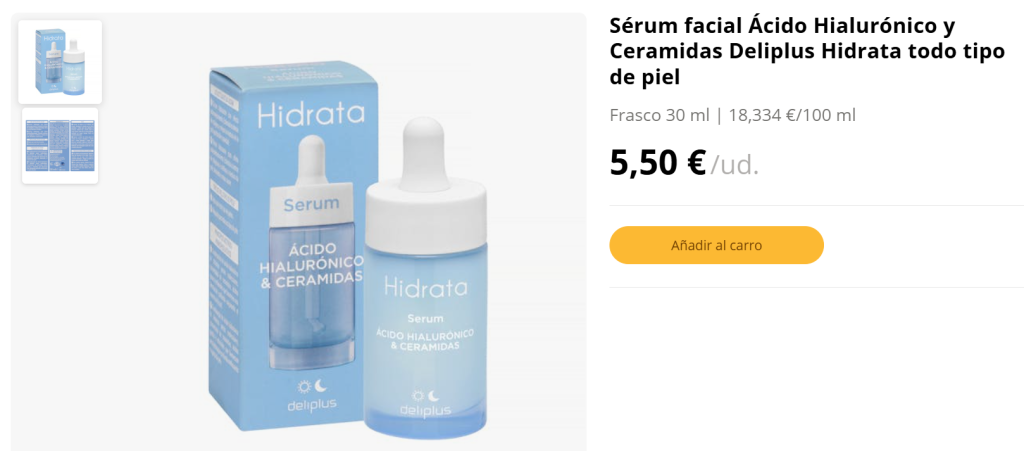 Sérum facial Ácido Hialurónico y Ceramidas Deliplus de Mercadona