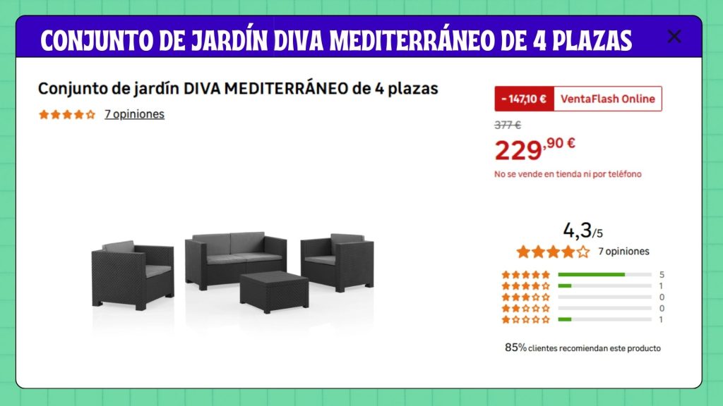 Conjunto de Jardín Diva Mediterráneo de 4 plazas a precio irresistible