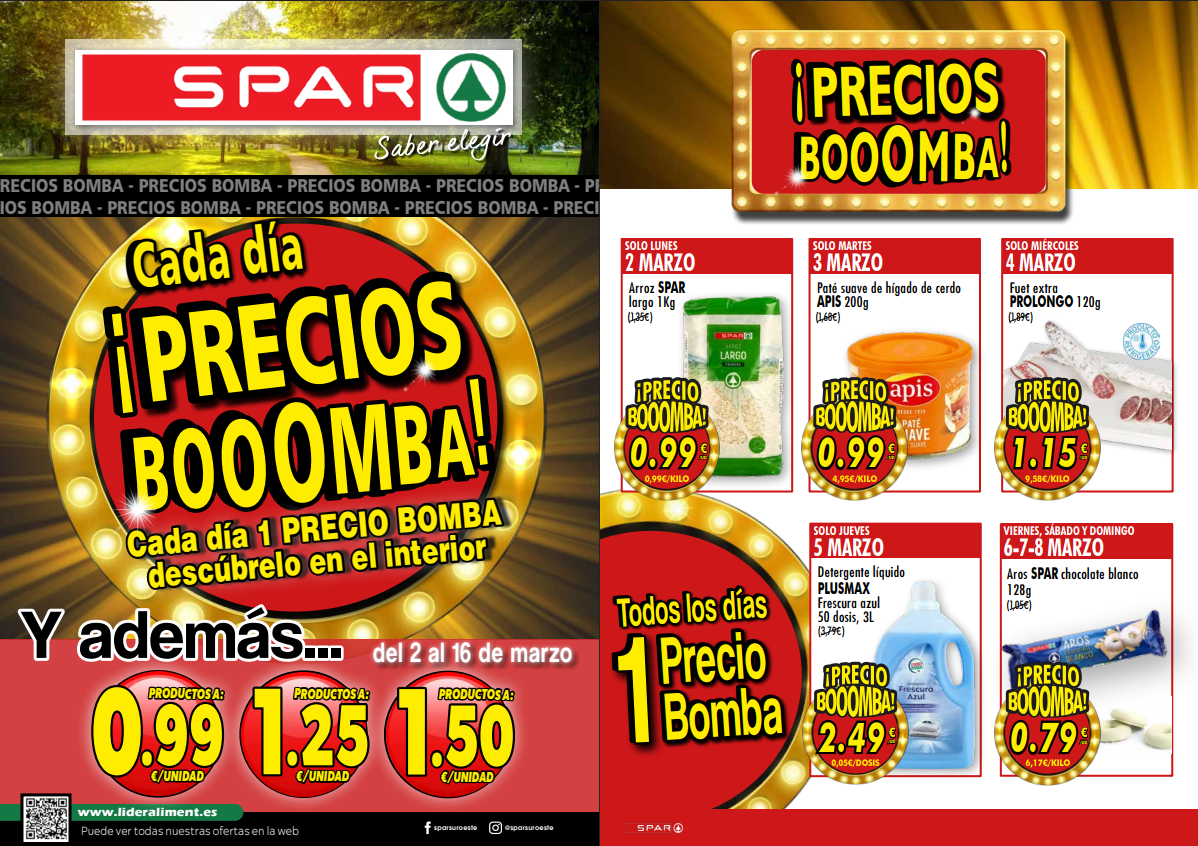 Catálogo SPAR del 2 al 16 de marzo de 2026: PRECIOS BOMBA y productos a 0,99€ Catálogo SPAR del 2 al 16 de marzo de 2026: PRECIOS BOMBA y productos a 0,99€