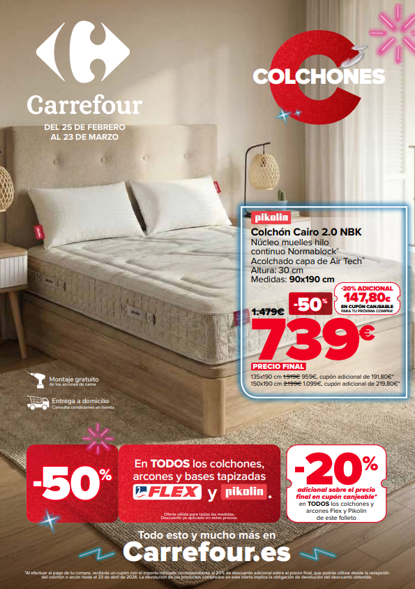 Catálogo Carrefour Colchones hasta el 23 de marzo de 2026: ofertas con hasta 50% de descuento
