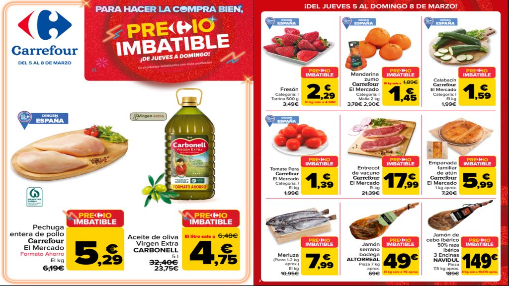 Catálogo PRECIO IMBATIBLE del 5 al 8 de marzo de 2026: Ofertas Fin de Semana Carrefour