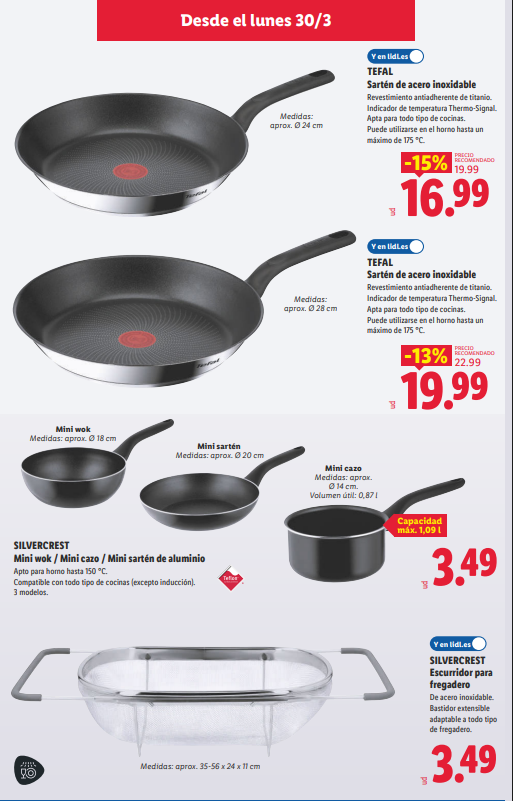 Sartenes Tefal y SilverCrest en Lidl desde 16,99€