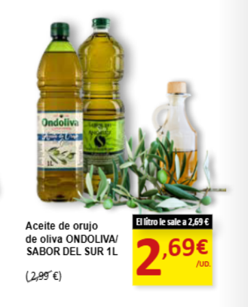 Precio aceite de orujo de oliva en SPAR mayo 2026