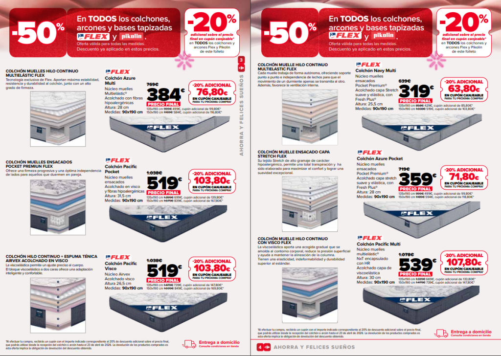 Catálogo Carrefour Colchones hasta el 23 de marzo de 2026: ofertas con hasta 50% de descuento