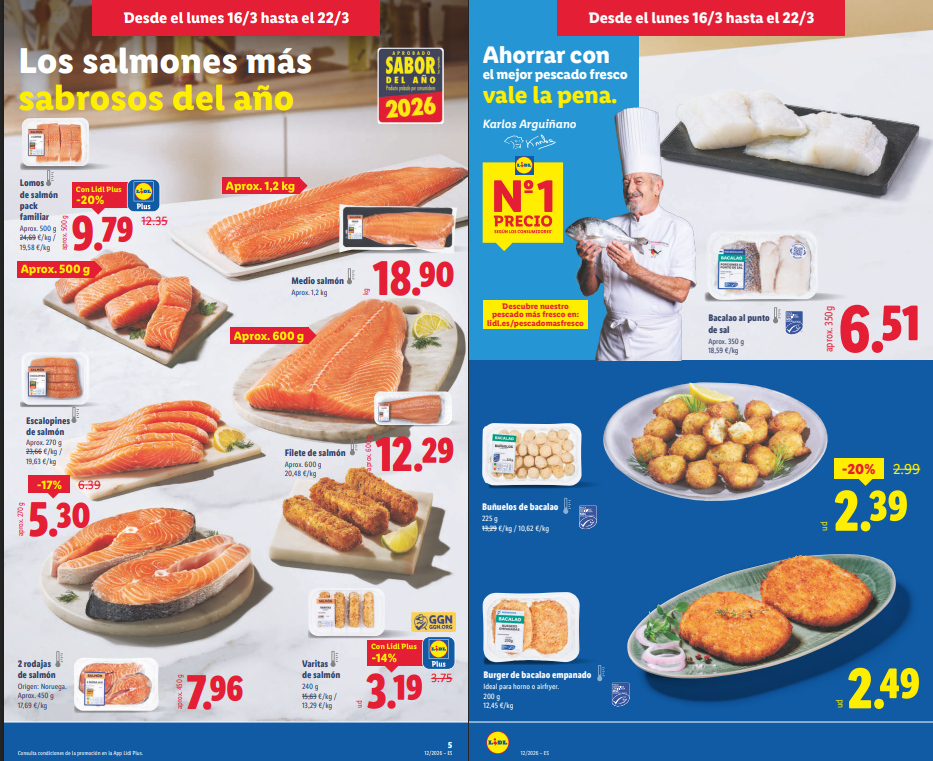 Nuevo catálogo de Lidl alimentación del 16 al 22 de marzo de 2026: ofertas destacadas de la semana