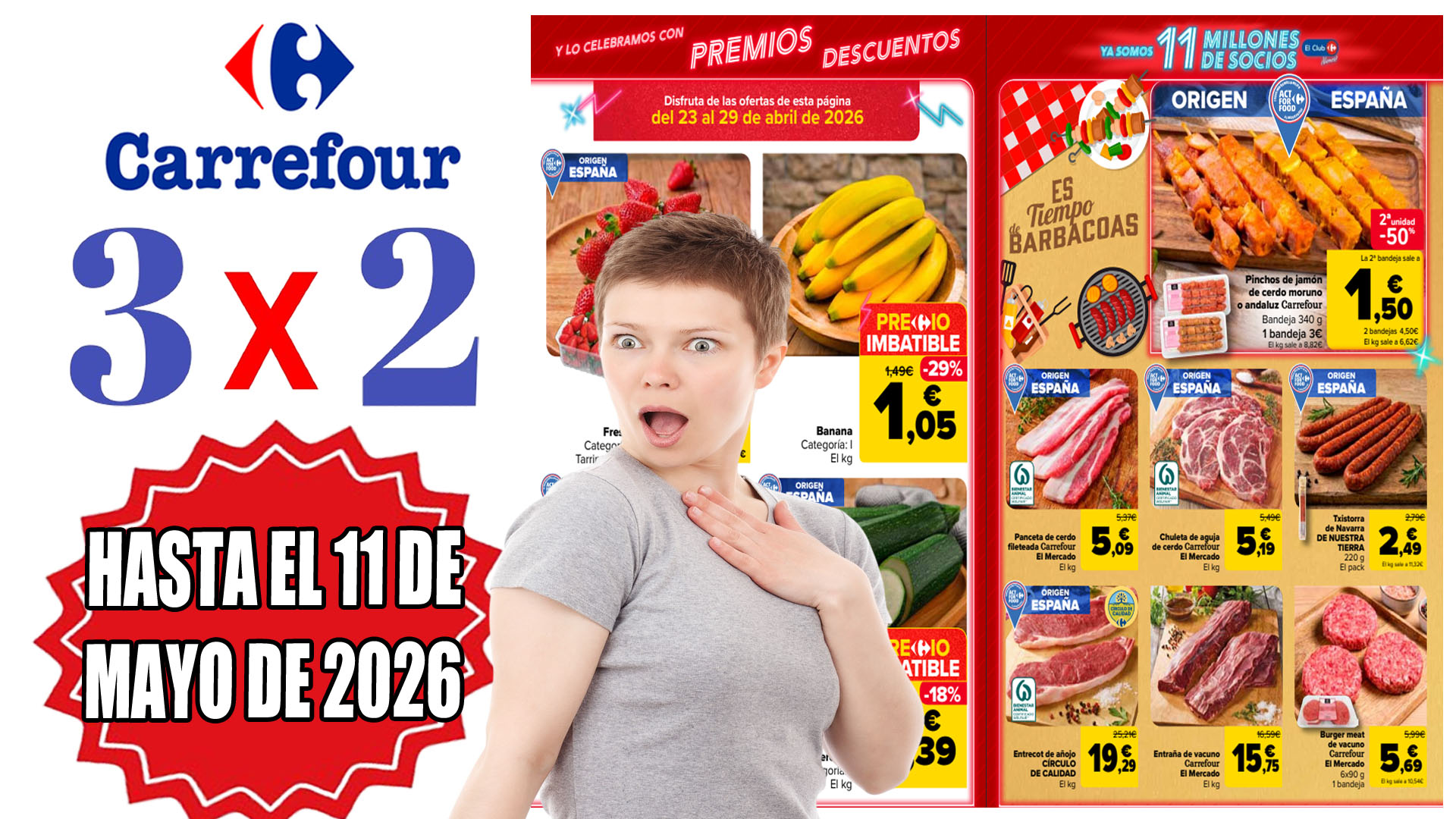 3×2 en Carrefour del 23 de abril al 11 de mayo de 2026: mejores ofertas para ahorrar en tu compra