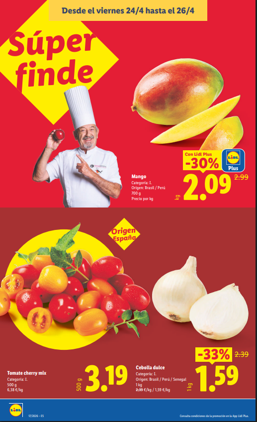 Ofertas Súper Fin de Semana Lidl (24 al 26 de abril)