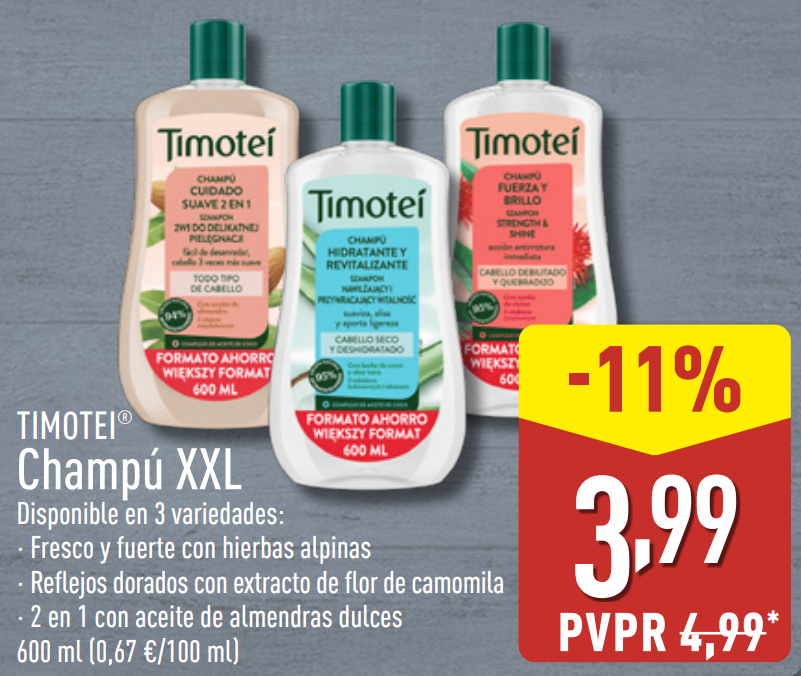 Champú XXL de la marca TIMOTEI® disponible en ALDI