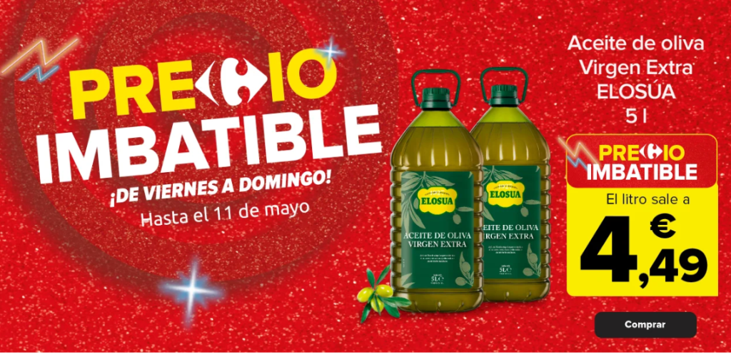 Oferta aceite de oliva virgen extra en Carrefour