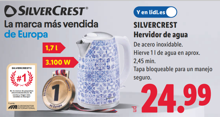 El hervidor de agua de Lidl que promete arrasar desde el 25 de mayo: diseño elegante, 3.100 W y estilo vintage por menos de 25 €