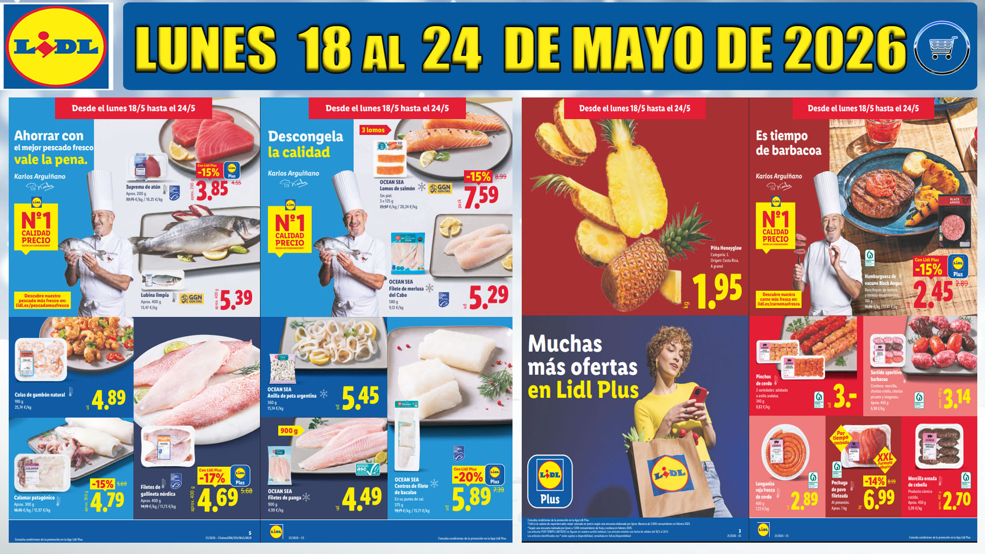 Catálogo Lidl alimentación del 18 al 24 de mayo de 2026: ofertas TOP en carne, pescado, pan recién horneado y Lidl Plus