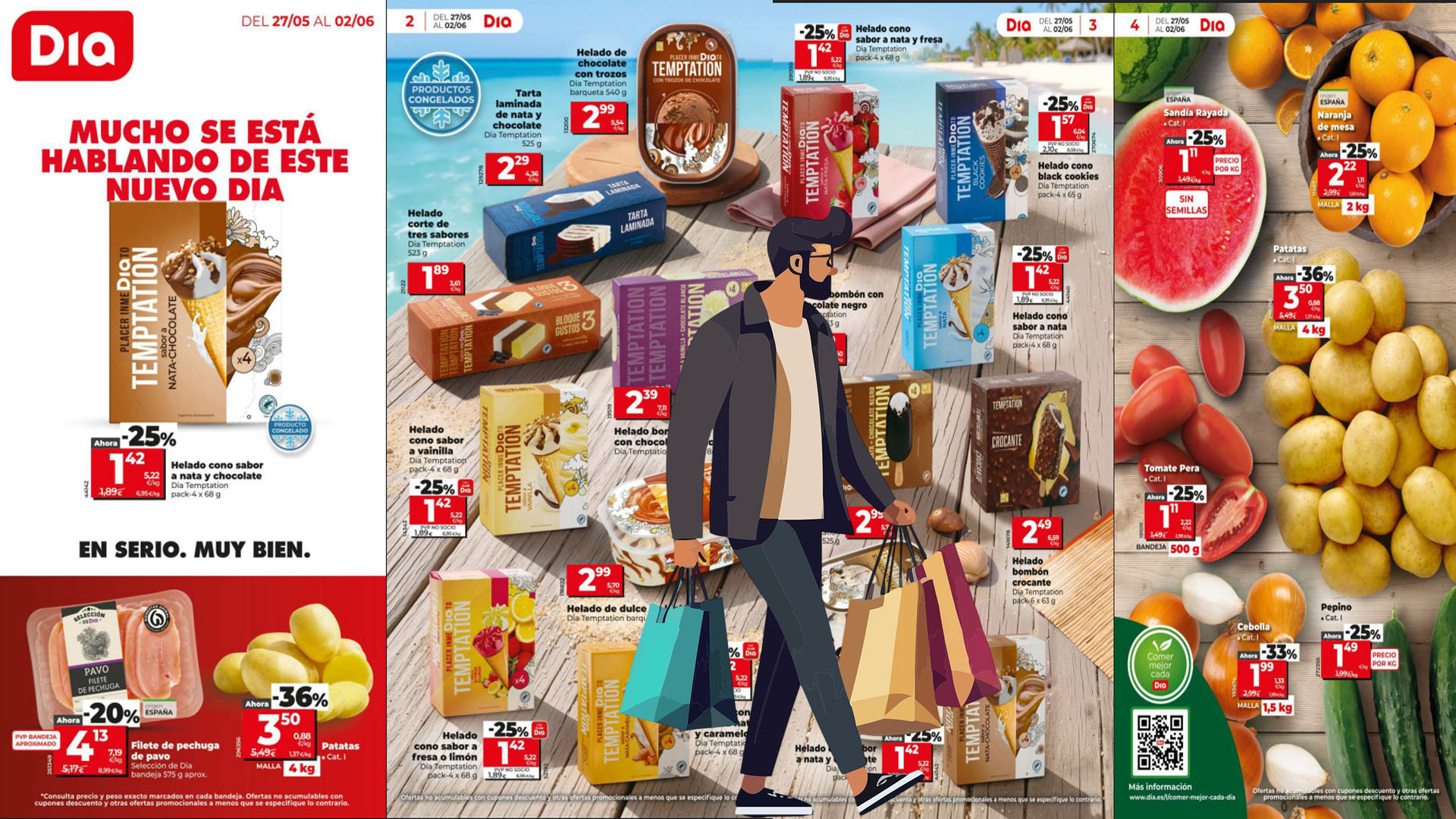 Folleto DIA del 27 de mayo al 2 de junio de 2026: helados Temptation, carnes, frutas y grandes descuentos