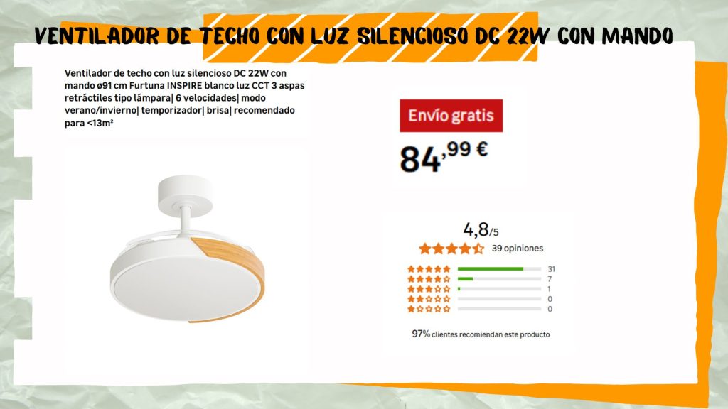 ventilador de techo silencioso que muchos estaban esperando por menos de 85 euros