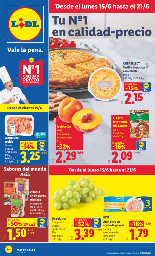 Folleto Lidl Alimentación del 15 al 21 de junio de 2026