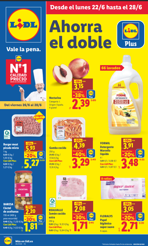 Folleto Lidl Alimentación del 22 al 28 de junio de 2026