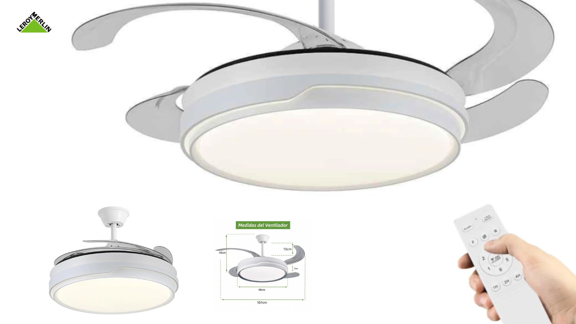 De nuevo en Leroy Merlin este ventilador de techo retráctil con luz LED está arrasando por menos de 58 euros