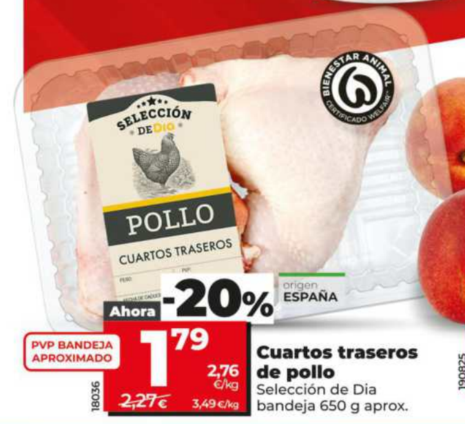 Cuartos traseros de pollo en oferta en DIA