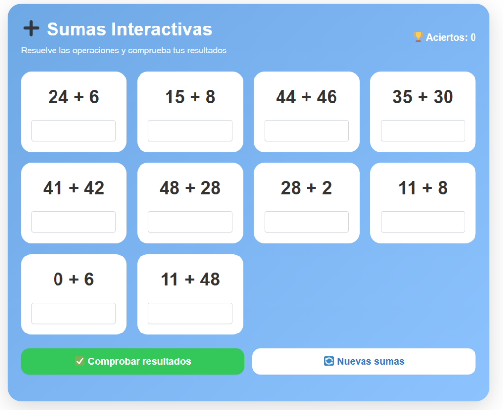 Sumas Interactivas hasta 50
