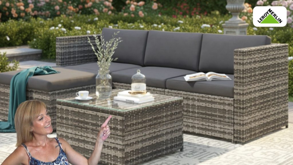 Salón de jardín en resina trenzada - Sofá de esquina exterior con mesa baja