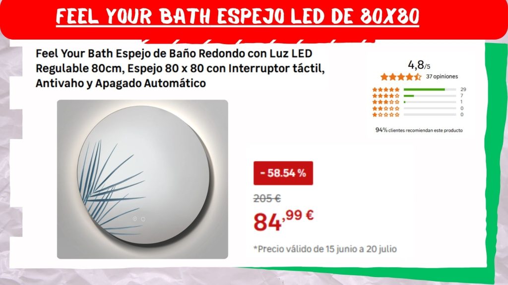 Feel Your Bath espejo led de 80x80