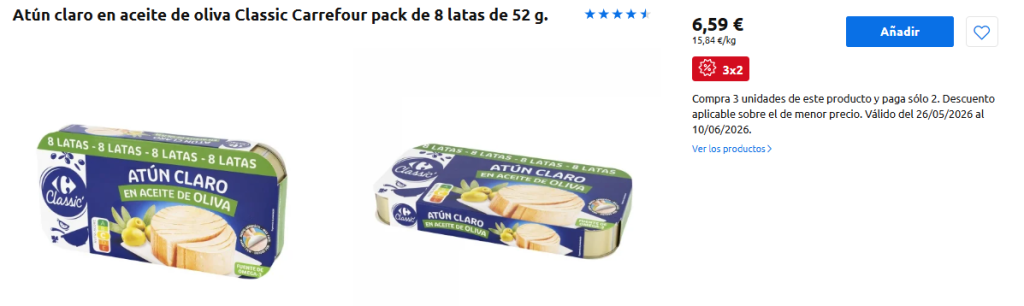 3x2 en su atún en aceite de oliva