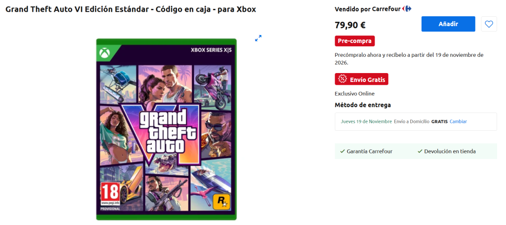 Grand Theft Auto VI Edición Estándar - Código en caja - para Xbox