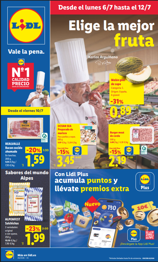 Folleto Lidl Alimentación del 6 al 12 de julio de 2026