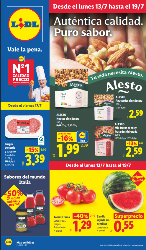 Folleto Lidl Alimentación del 13 al 19 de julio de 2026