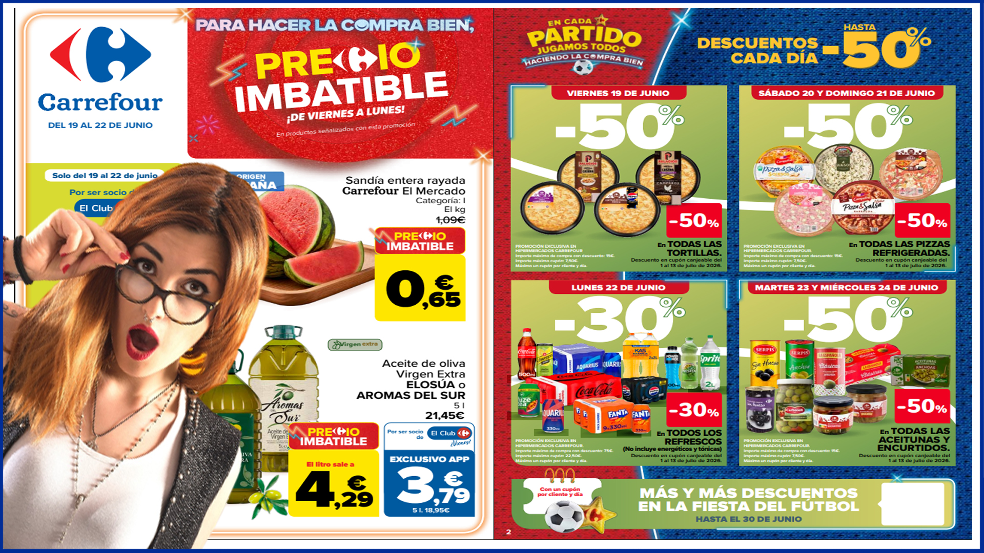 Folleto Carrefour del 19 al 22 de junio de 2026: precios imbatibles, descuentos del 50% y ofertas destacadas