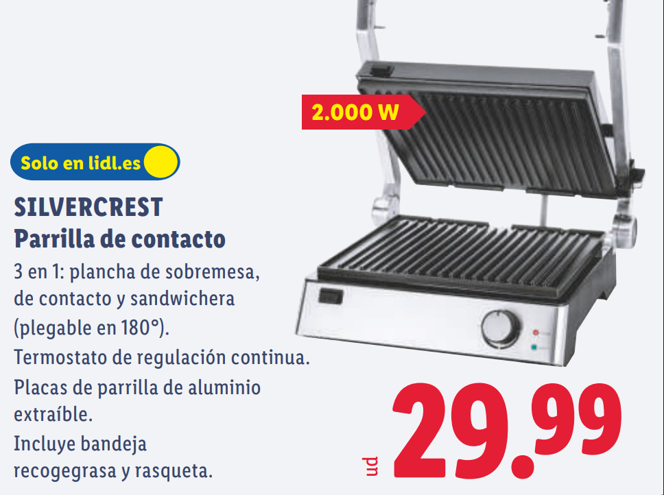 Lidl lanza una parrilla de contacto 3 en 1 SilverCrest por solo 29,99 € y apunta a ser un éxito