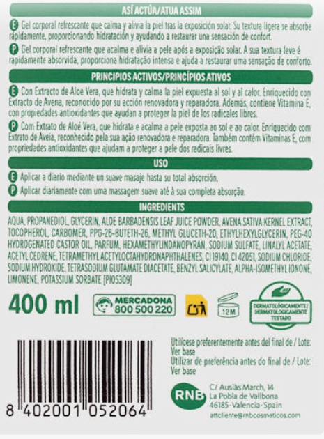 Vuelve a Mercadona el Aftersun gel con aloe vera Deliplus