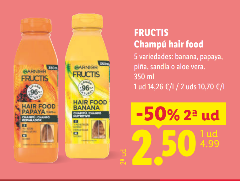 Lidl pone al 50 % la segunda unidad de los champús Garnier Fructis Hair Food: una oportunidad perfecta para cuidar tu cabello