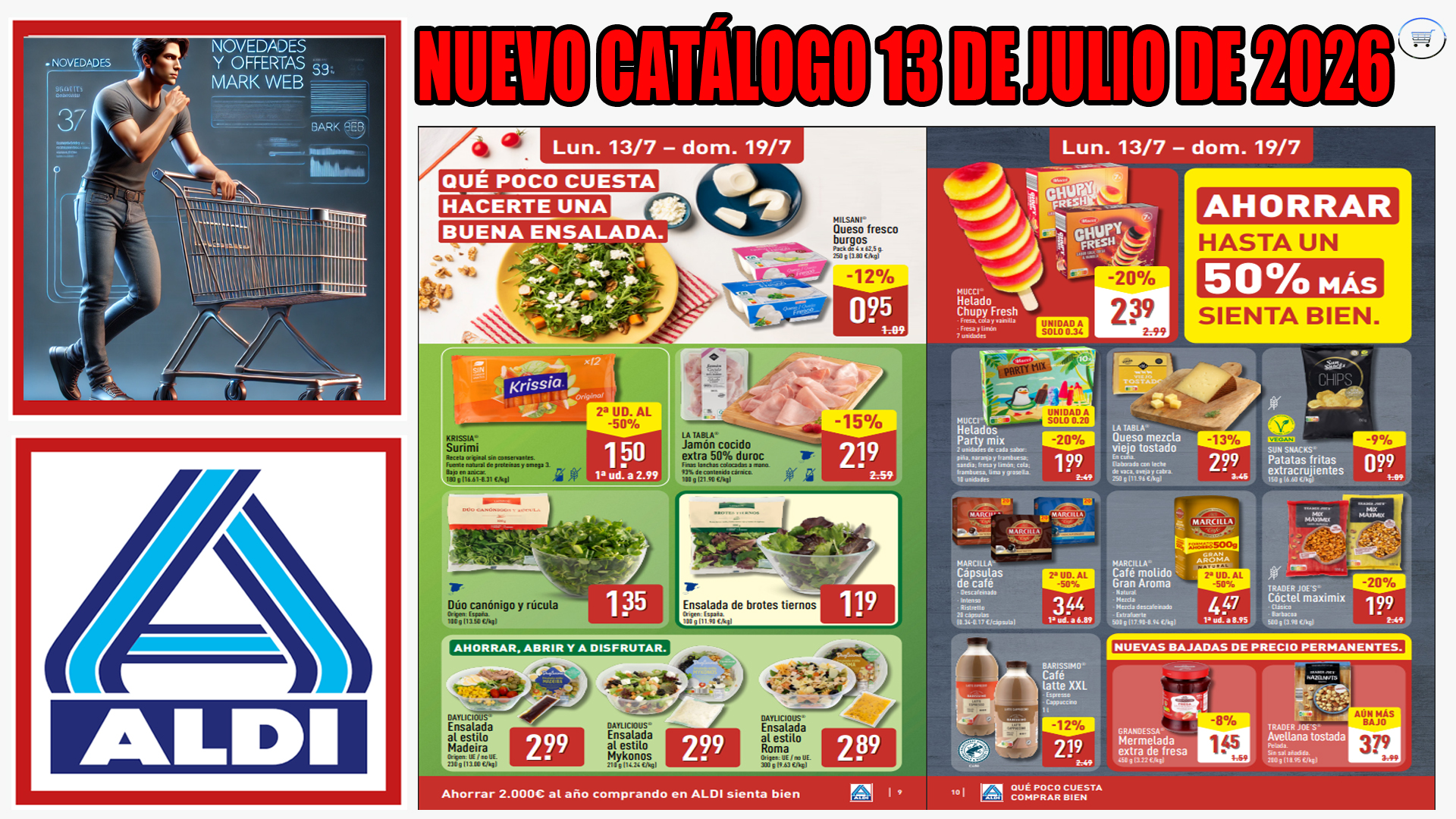 Ofertas del catálogo ALDI del 13 al 19 de julio de 2026: alimentación, barbacoa y especial Italia